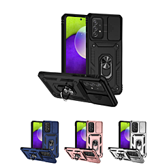 Galaxy A73 5G Dual Layers Hybrid Case w/Metal Ring And Camera Protector