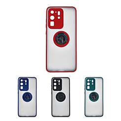 Galaxy S20 Ultra Hard PC Rear / Soft TPU Colorful Border Case w/I-ring Holder