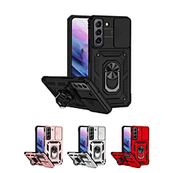 Galaxy S22 Plus Dual Layers Hybrid Case w/Metal Ring And Camera Protector