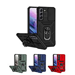 Galaxy S22 Ultra Dual Layers Hybrid Case w/Metal Ring And Camera Protector (Only Ground Shipping)