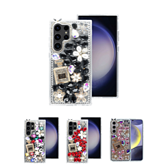 Galaxy S24 Crystal Flower Perfume Silicone Hard Case