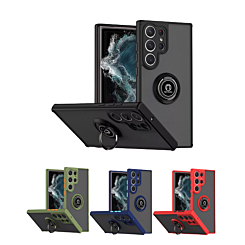 Galaxy S25 Ultra Hard PC Rear / Soft TPU Colorful Border Case w/I - ring Holder (Only Ground Shipping)
