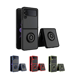 Galaxy Z Flip 4 Hard PC Rear / Soft TPU Colorful Border Case with I - ring Holder
