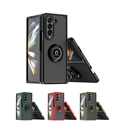 Galaxy Z Fold 5 Hard PC Rear / Soft TPU Colorful Border Case with I - ring Holder