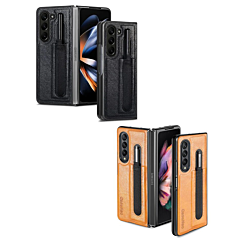 Galaxy Z Fold 5 Leather Case w/Touch Pen Holder