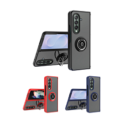 Galaxy Z Fold 7 Hard PC Rear / Soft TPU Colorful Border Case with I - ring Holder (Only Ground Shipping)