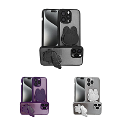 Glitter Transparent Soft Case w/ Bunny Mirror Stand for iPhone 14 Pro Max (Only Ground Shipping)
