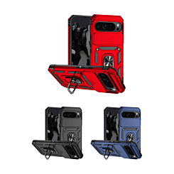Google Pixel 10 Pro XL Dual Layers Hybrid Case w/Metal Ring And Camera Protector (Only Ground Shipping)