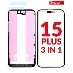 Stock up on the 3-in-1 (front glass, frame, and OCA) for iPhone 15 Plus — G+ OCA Pro.