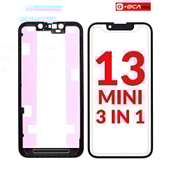 Buy the Premium 3-in-1 Front Glass, Frame, and OCA for iPhone 13 Mini G Plus OCA Pro.

