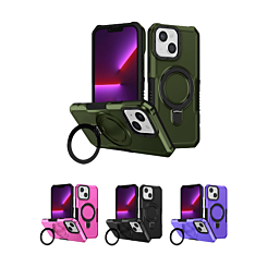 Hard PC Shockproof Case w /Ring Holder for iPhone 14 Plus / 15 Plus (Only Ground Shipping)