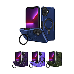 Hard PC Shockproof Case w /Ring Holder for iPhone 16 Plus (Only Ground Shipping)