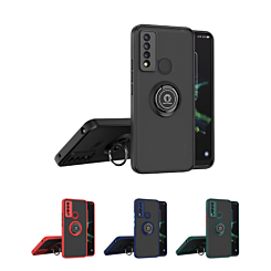 Hard PC Rear / Soft TPU Colorful Border Case with I-ring Holder for TCL 30 XE (Only Ground Shipping)