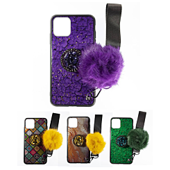 iPhone 11 Pro Max Diamond Pom Pom Holder Case
