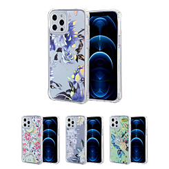 iPhone 12 / 12 Pro Flower Print Design Hard Clear Case