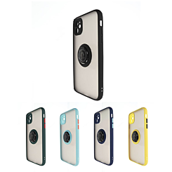 iPhone 12 Mini Hard PC Rear / Soft TPU Colorful Border Case with I - ring Holder