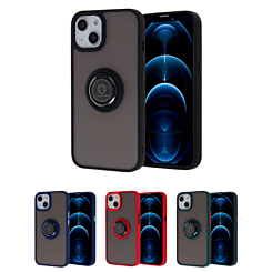 iPhone 13 Mini Hard PC Rear / Soft TPU Colorful Border Case with I - ring Holder