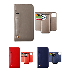 iPhone 14 Pro Max Genuine Leather Magnetic Wallet Case w/Credit Card Slot