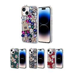 iPhone 14 Plus / 15 Plus Crystal Flower Perfume Silicone Hard Case