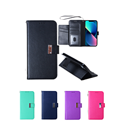 iPhone 14 Plus / 15 Plus Elegant Leather Wallet Case w/Wristlet Strap