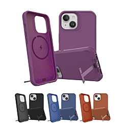 iPhone 14 Plus / 15 Plus Wireless Charger Silicone Case w/ Metal Kickstand
