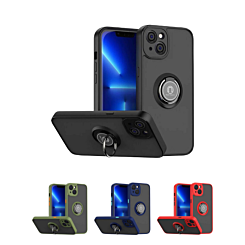 iPhone 15 Pro Max Hard PC Rear / Soft TPU Colorful Border Case w/ I - ring Holder