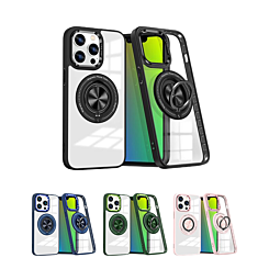 iPhone 15 Pro Transparent Wireless Charging Case w/ Ring Holder