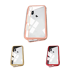 iPhone XR Ultra Slim Magnet Protective Case with Metal Frame Tempered Glass Back