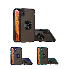 iPhone Xs Max Hard PC Rear / Soft TPU Colorful Border Case with I-ring Holder