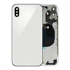 Shop the Back Housing Frame with small components pre-installed for iPhone X, Silver, with no logo.
