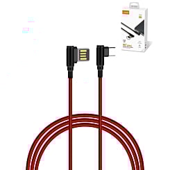 LDNIO LC421 90 Degree USB A-C Charging Cable (RED) (3ft) (12W) (Only Ground Shipping)