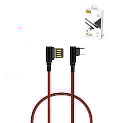 LDNIO LC421 90 Degree USB A-C Charging Cable (RED) (3ft) (12W) (Only Ground Shipping)