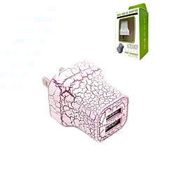 LED Light Up 2 x USB-A Port Wall Charger Power Adapter (PURPLE) (10W) (Only Ground Shipping)