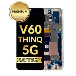 OLED Assembly with Frame for LG V60 ThinQ 5G UW (V605) (Not Compatible with Verizon UW Model) (SILVER) (Premium)
