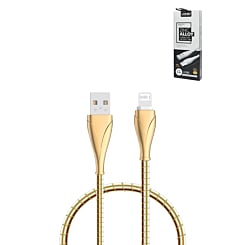 LDNIO LS28 USB A-L Non-MFI Stainless Steel Charging Data Cable (GOLD) (3ft) (12W) (Only Ground Shipping)