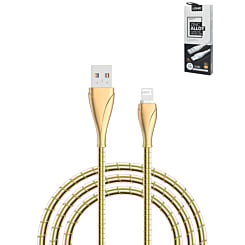 LDNIO LS28 USB A-L Non-MFI Stainless Steel Charging Data Cable (GOLD) (3ft) (12W) (Only Ground Shipping)