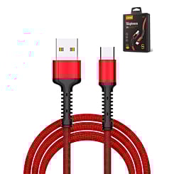 LDNIO LS63 USB A-C Braided Charging Data Cable (RED) (3ft) (12W) (Only Ground Shipping)