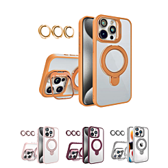 Magnetic Clear Case w/ 2 Kickstand & Camera Lens for iPhone 15 Pro Max (Only Ground Shipping)