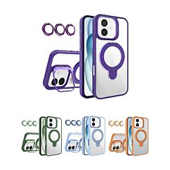 Magnetic Clear Case w/ 2 Kickstand & Camera Lens for iPhone 16 Plus (Only Ground Shipping)