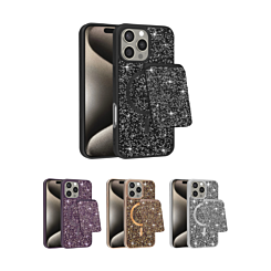 Magnetic Diamond Dual Layer Protection Case w/ Magnetic Card Slot for iPhone 15 Pro Max (Only Ground Shipping)
