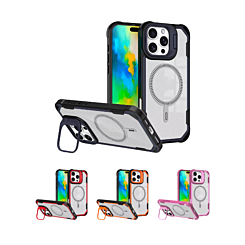 Magnetic with Camera Lens Protective Stand Holder Clear Case for iPhone 16 Pro Max (Only Ground Shipping)