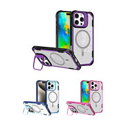 Magnetic with Camera Lens Protective Stand Holder Clear Case for iPhone 16 Pro (Only Ground Shipping)