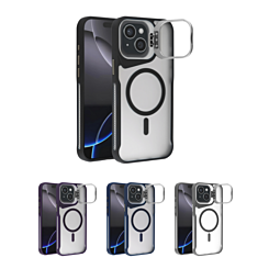 Matte Transparent Camera Stand Case with Wireless Charging for iPhone 15 (Only Ground Shipping)