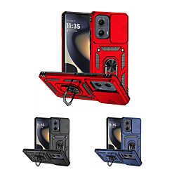 Moto Edge 5G (2024) Dual Layers Hybrid Case w/Metal Ring And Camera Protector (Only Ground Shipping)