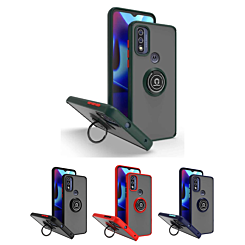Moto G Pure / G Power 2022 / G Play 2023 Hard PC Rear / Soft TPU Colorful Border Case with I-ring Holder