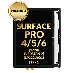 LCD Assembly without Frame for Microsoft Surface Pro 6 (1807) / Pro 5 (1796) / Pro 4 (1724 / V2 / LP123WQ1) (BLACK) (Premium / Refurbished)