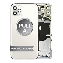 Order the Back Housing Frame in Silver, OEM Pull A Grade, with small components pre-installed for iPhone 11 Pro Max.