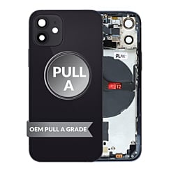Back Housing Frame (BLACK) (OEM Pull A Grade) with Small Components Pre-Installed for iPhone 12 Mini
