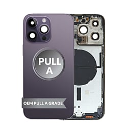 Buy the back housing frame in Deep Purple, US version, OEM Pull A Grade, with small components pre-installed for iPhone 14 Pro Max.