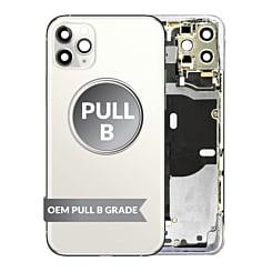 Buy the Back Housing Frame in Silver, OEM Pull B Grade, with small components pre-installed for iPhone 11 Pro Max.